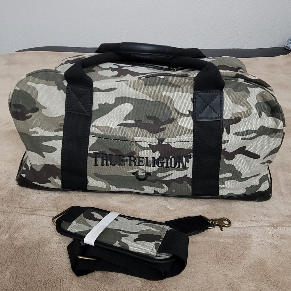 True Religion Camo Canvas Duffel Bag